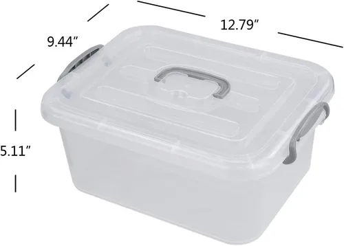 Miniatura 2 de Paquete de 2 contenedores de almacenamiento con tapa, juego de caja de plástico de 8 litros