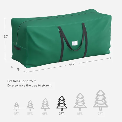Miniatura 5 de SONGMICS Bolsa de almacenamiento para árbol de Navidad, contenedor de almacenamiento para árbol de festividades, hasta 7.5 pies, bolsa para soporte