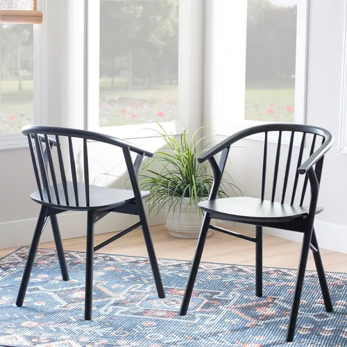 Miniatura 7 de Linon Breeanne - Silla de comedor con respaldo y silla de montar Windsor color negro