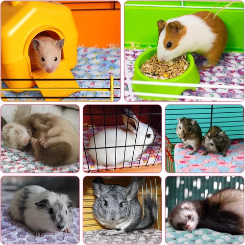 Miniatura 3 de Newwiee 20 Piezas Manta de Vellón Impermeable para Mascotas Pequeñas Lavable a Granel Ropa de Cama para Jaula de Animales Pequeños Cobaya Cachorro