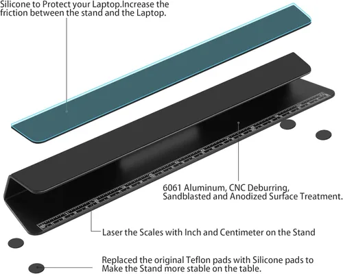 Miniatura 5 de Soporte de enfriamiento de flujo de aire de cuña portátil para laptop, patas de aluminio para laptops, mejor ergonomía, estabilidad y versatilidad