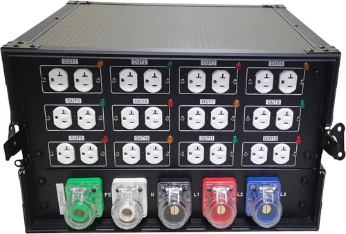 JUNMAN Caja Distribuidora de Potencia de 24 Edison de 12 Canales para Iluminación de Escenario DJ, Evento, Fiesta, Espectáculo | para DJ Stage