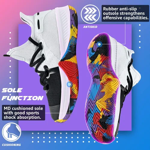 Miniatura 5 de WETIKE - zapatillas de básquetbol antideslizantes para niños y niñas, zapatillas para correr al aire libre (niños pequeñosniños grandes)