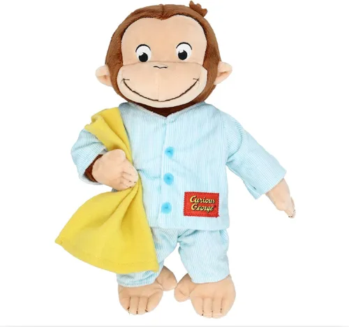 Kids Preferred Curious George in Pajamas - Juguetes de peluche de mono suave y lindo, regalo para bebés y niños pequeños y niñas, animal de peluche