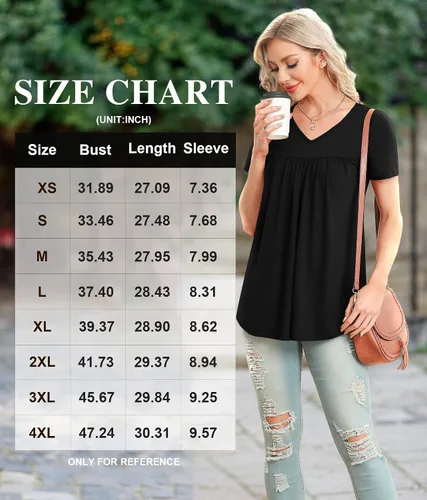 Miniatura 5 de LAOLASI Blusa de verano para mujer, cuello en V, manga corta, casual, holgada