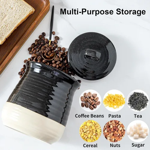 Miniatura 6 de Ceramic Food Storage Jars,25 Oz Porcelain Kitchen Canisters with Airtight Lids Set of 3,Flour Containers for Countertop,Farmhouse Decor Serving