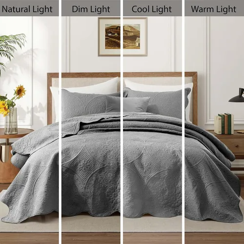 Miniatura 187 de MOONLIGHT20015 Edredón tamaño King (106 x 96 pulgadas) con 2 fundas de almohada (20 x 36 + 2 pulgadas) para todas las estaciones, juego de cama Azul