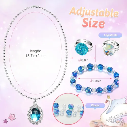 Miniatura 2 de Juego de 36 piezas de joyería de princesa para niñas de 4 a 6 años, disfraz de niños, joyería, collar, pulsera, anillos para niños pequeños, regalos