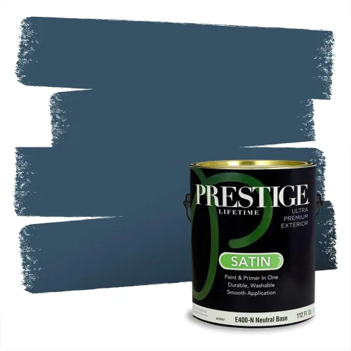 Miniatura 1203 de Pintura Exterior + imprimación PRESTIGE, todo-en-uno, 1 galón, acabado mate, color comparable al Valspar* Royal Gray* VS151-Gris real