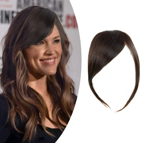 Miniatura 7 de Shinon Flequillo lateral grueso, extensiones de cabello humano real, color marrón claro