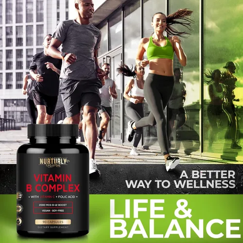 Miniatura 6 de Complejo de vitamina B con vitamina C - Contiene todas las vitaminas B esenciales - B1, B2, B3, B5, B6, B7, B9, B12 y biotina - Súper complejo