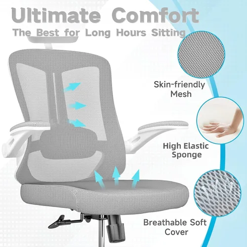 Miniatura 4 de Ergonomic Office Chair - 350LB Comfy Desk Chairs with Adjustable Lumbar Back and Support, Mesh Computer Chairs with Wheels and Arms for Home Office