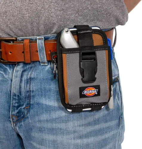 Miniatura 4 de Dickies Bolsa grande para teléfono con 2 compartimentos, clip de acero de ajuste universal para cinturón de herramientas, correa de seguridad sobre