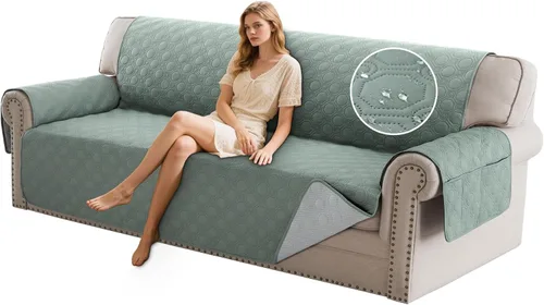 Miniatura 24 de PrinceDeco Funda para Silla y Sofá Impermeable Funda de Sillón Sofá Antideslizante Funda de Sofá Protector de Muebles con Correas Elásticas