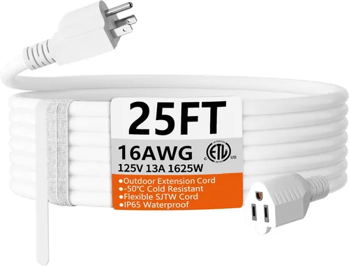 Miniatura 40 de HUANCHAIN Cable de extensión para interiores y exteriores, 50 pies, impermeable, calibre 16/3, flexible, resistente, cable de extensión para Amarillo