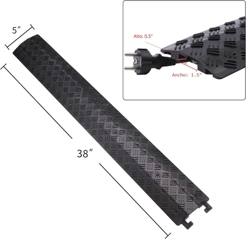 Miniatura 2 de Pequeña 1 Pieza - Cubierta de Cable de Piso Protector de Cable Drop Over Drop Trak Rampa para Almacén de Oficina - Negro