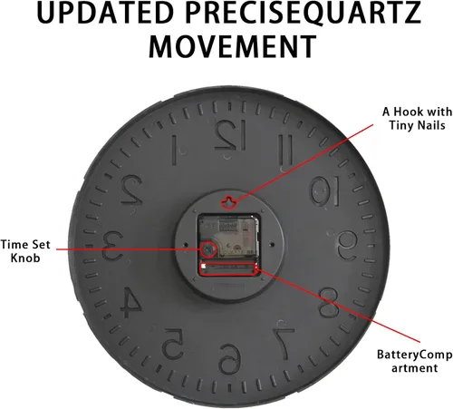 Miniatura 6 de HZDHCLH Reloj de pared con pilas, reloj de pared verde, reloj de pared de 12 pulgadas, silencioso, sin tictac, números 3D modernos para cocina