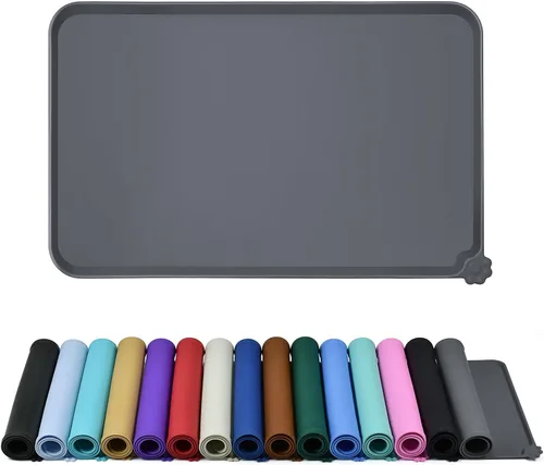 Reopet Tapete de silicona para cuenco de perro y gato, antiadherente, para alimentos, impermeable, varios colores, tamaños y propósitos Gris