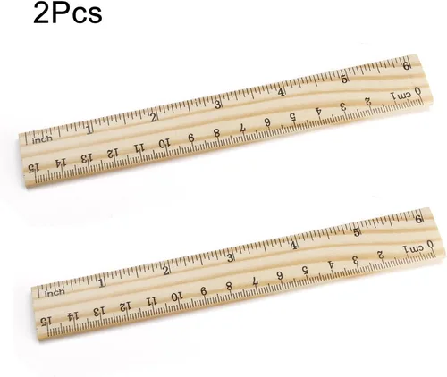 Miniatura 4 de Utoolmart 2 reglas rectas de madera, regla de escala de doble cara de 6 pulgadas, herramienta de medición para ingeniería, arquitecto de oficina