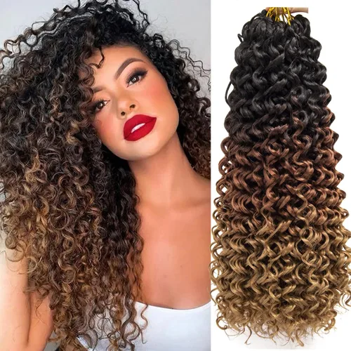 Miniatura 42 de 8 Paquetes de Cabello Rizado con Ganchillo GoGo, Cabello Rizado con Ganchillo para Mujeres Negras, Trenzado de Onda Profunda, Cabello Sintético