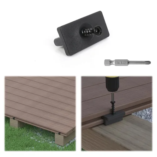 Muzata 200 piezas de sujetadores ocultos de cubierta para tableros compuestos de cubierta universal clips ocultos de polipropileno con tornillos de