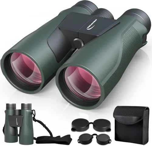 Aurosports Binoculares de alta potencia de 15 x 56 para adultos, binos HD de visión grande con visión clara de poca luz, carcasa no reflectante para
