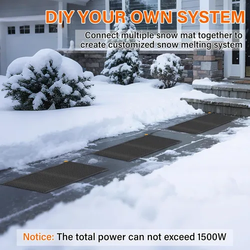 Miniatura 5 de Alfombrillas para Derretir Nieve para Exteriores 30 x 48 pulgadas, Alfombrillas Calefactadas para Exteriores Antideslizantes 405W 120V, Alfombrillas