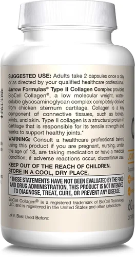 Miniatura 10 de Jarrow Formulas® Complejo de colágeno tipo II de 1000 mg suplementos, apoya la salud de la piel y las articulaciones, 60 cápsulas, suministro