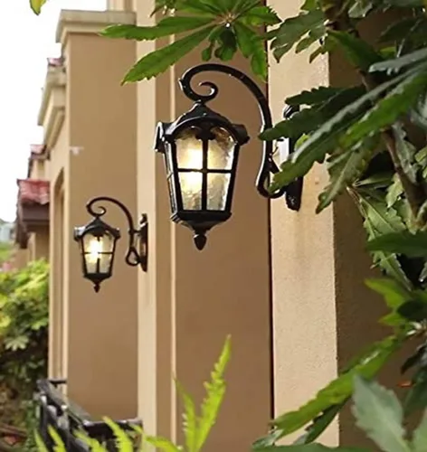 Miniatura 3 de Kiven Lámpara de pared para interiores y exteriores, color negro, romana, de 17.71 pulgadas de alto, impermeable, para patio y porche, lámpara