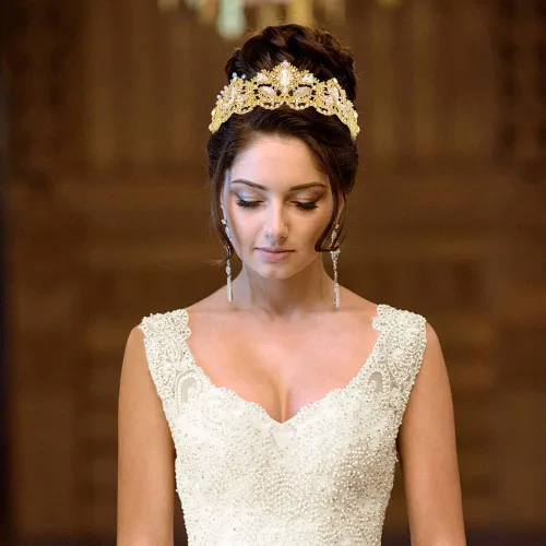Miniatura 7 de NODG Tiaras doradas para mujeres y niñas, tiara con peine de cristal barroco, nupcial reina princesa en boda, cumpleaños, concurso de belleza