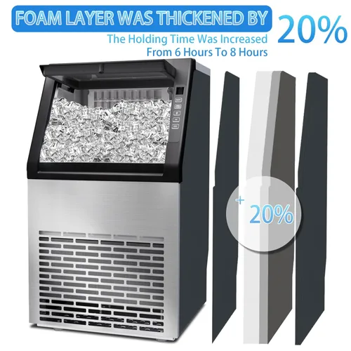 Miniatura 4 de Máquina comercial para hacer hielo de 99 libras/24 horas, máquina de hielo grande de acero inoxidable debajo del mostrador con contenedor