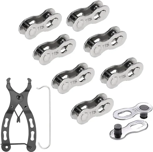 8 pares reutilizables de eslabones perdidos para bicicleta + alicates de cadena de bicicleta para 6/7/8/9/10/11 velocidades
