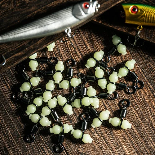 Miniatura 6 de Goture Fishing Swivels, 3 Way Swivels Fishing Tackle, T Shape Cross Line Rolling Swivels with Luminous Beads Saltwater Freshwater,Three Way Fishing