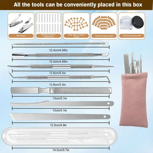 Miniatura 2 de Kit corrector de uñas encarnadas con herramientas de lima y elevación, cuidado profesional de pedicura para uñas encarnadas, juego de corrección