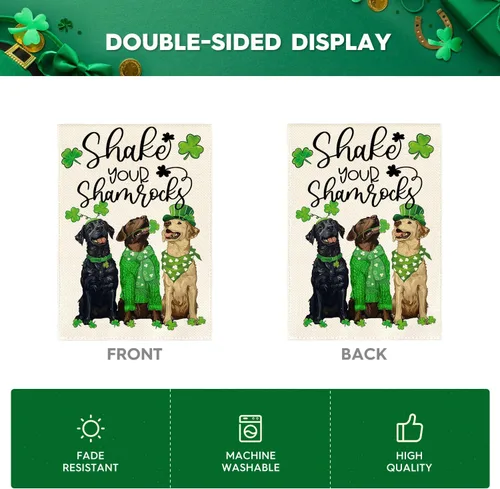 Miniatura 6 de AVOIN colorlife Shake Your Shamrocks - Bandera de casa del día de San Patricio, de 28 x 40 pulgadas, doble cara exterior, diseño de trébol