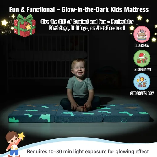 Miniatura 7 de Tiita Colchón de suelo plegable para niños - Tapete para siesta que brilla en la oscuridad con bolsa de almacenamiento, almohadilla de suelo