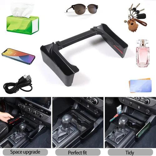 Miniatura 5 de Lcojicep Bandeja organizadora de palanca de cambios de consola central compatible con Toyota Tacoma 2016-2023, caja de almacenamiento lateral