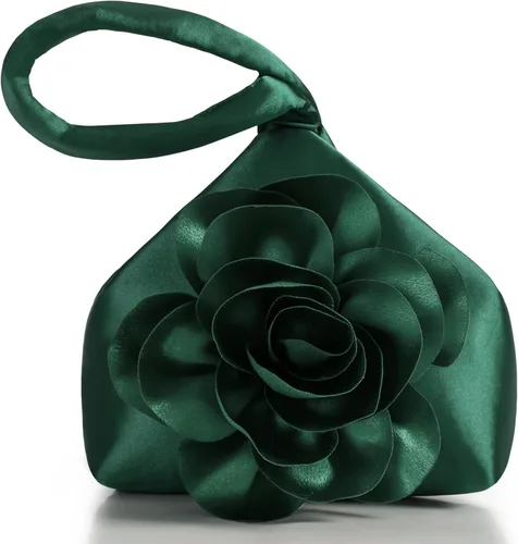 Miniatura 12 de BABEYOND Bolsos de mano para mujer, bolsos de noche de satén con flores, bolso de pulsera elegante para fiestas, uso diario, boda