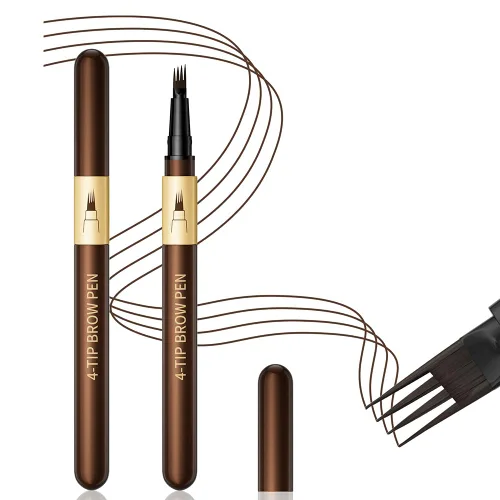 Miniatura 13 de 2 bolígrafos de cejas líquido Microblading de 4 puntas, crea trazos naturales similares al cabello, resistente al agua, de larga duración, a prueba