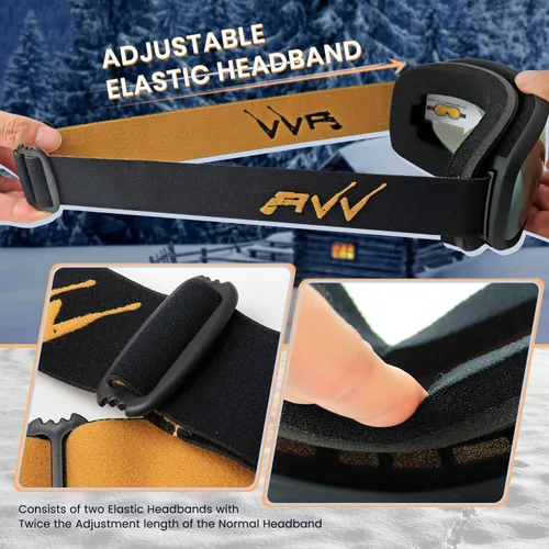 Miniatura 4 de AVV OTG – Gafas de esquí para hombres y mujeres con lente de doble capa antivaho, UV400, gafas de nieve para snowboard, moto de nieve y patinaje