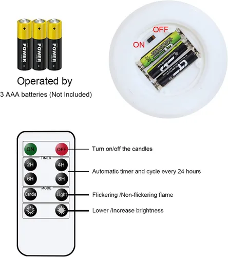 Miniatura 7 de GenSwin Velas impermeables sin llama para exteriores con temporizador remoto, velas LED parpadeantes grandes que funcionan con pilas para linternas