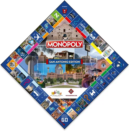 Miniatura 2 de Monopoly Juego de mesa San Antonio Edition: 2-6 jugadores Juegos de mesa familiares para niños y adultos, juegos de mesa para niños de 8 años