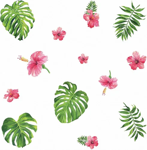 Miniatura 3 de RoomMates Vinilo decorativo para pared, diseño de flor de hibisco tropical, vinilo, fabricado en Estados Unidos