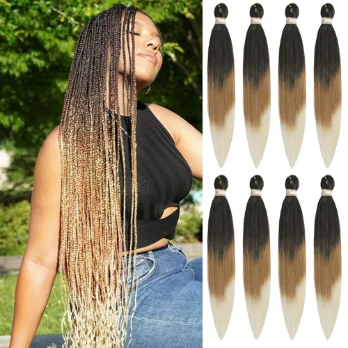 Miniatura 11 de Beyond Beauty - Trenzas preestiradas de cabello profesional sin picazón, ajuste de agua caliente, fibra sintética, textura Yaki, extensiones