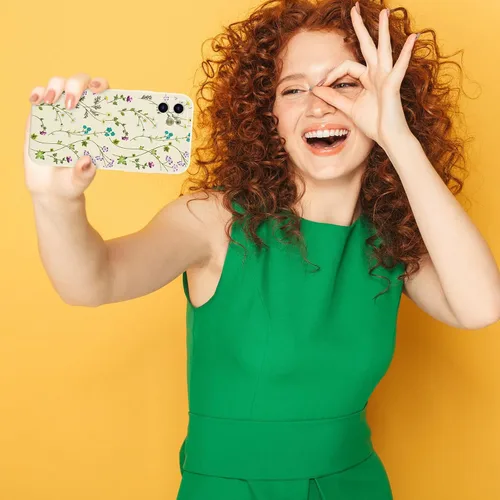 Miniatura 7 de RALEAVO Funda Floral para iPhone 12, Cubierta de Silicona Líquida con Bonito Patrón de Rama de Flores para Niñas y Mujeres, Funda Protectora de Goma