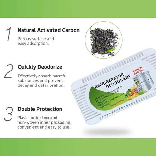 Miniatura 5 de Desodorizador para refrigerador (paquete de 6) - Eliminador de olores para refrigerador y congelador, carbón activado natural, combate los olores