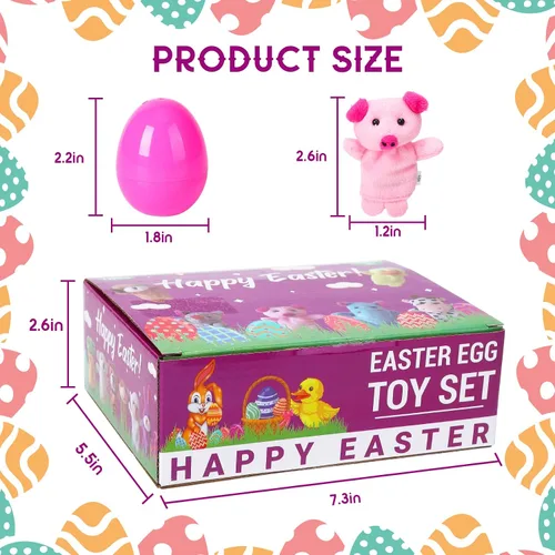 Miniatura 2 de 12 huevos de Pascua rellenos con marionetas de dedo para rellenar cestas de Pascua, búsqueda de huevos de Pascua, recuerdo de fiesta de Pascua