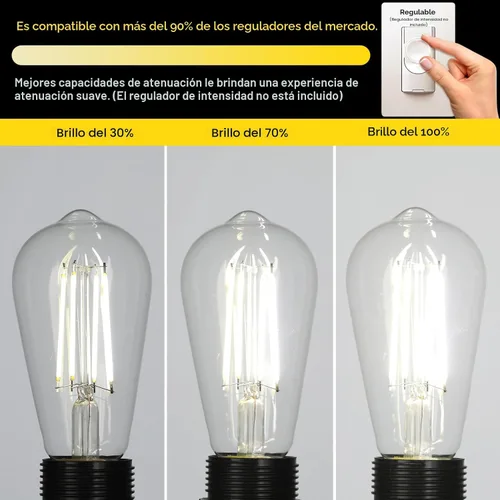 Miniatura 4 de Gozelux – Bombillas LED con diseño vintage, rosca Edison, 6 vatios equivalentes a 60 vatios, luz del día de alta luminosidad 5000K, bombillas de Luz
