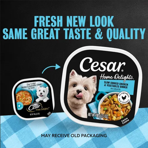 Miniatura 2 de Cesar Home Delights - Comida húmeda para perros adultos, cena en salsa de pollo y verduras cocidas a fuego lento, bandeja de comida para perros