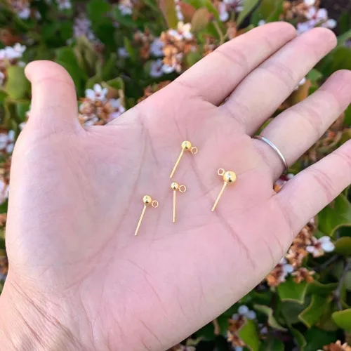 Miniatura 3 de Adabele - 5 pares de aretes de plata de ley chapados en oro amarillo real, aretes de tuerca de 0.138 pulgadas, anillo abierto de bola de 0.138 Plata